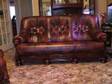 Leather 3 piece suite Red Leather 3 seater sofa and 2....