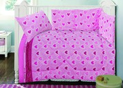 Buy Cotton Rich 3 Piece Cot Quilt,  Pillow & Bumper Set - Pink Hearts