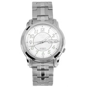 Seiko 5 Men Silver Stainless Steel Automatic Watch White Dial SNKL89K1