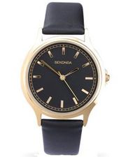 Sekonda Men's Classic Style Black Leather & Gold Plated watch 3141