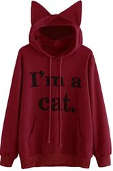 Women's Print I'm a Cat Hooded Long Sleeve Hoodies Tops Sweatshirt