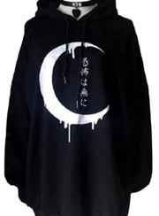 Women Gothic Punk Long Sleeve Hooded Printed Sweatshirt Hoodie Top Jum