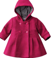 Baby Girls Coat Hooded Long Sleeve A Line Jacket Outerwear Top