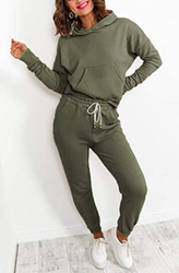 Women's Crop Hood Loungewear Set Ladies Tracksuit