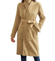 Women Winter Long Trench Coat with Shawl Long Sleeve Shaw Lapel 