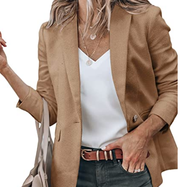 Women's leisure suit jacket lapel front placket long sleeve light work