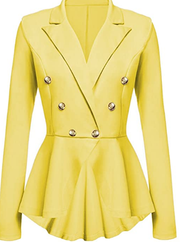 Women's suit jacket long sleeve front button ruffle ruffle high