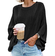 Jollycode Women's Crochet Cover Up Pullover Sweaters Summer Knit Batwi