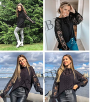 BTFBM women's long sleeve hollow sweater casual lovely crocheted lace 