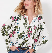 Joules Womens Rosamund Pintuck Pop Over Shirt - Floral Botanical Small