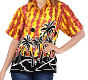 Women's Funky Hawaiian Beach Shirts Palm Tree Print Short Sleeves Coll