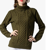 VERYCO Women Turtle Polo Neck Chunky Cable Knit Long Sleeve0908