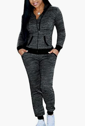 2 Piece Outfits for Women Sweatsuit Zip Up Hoodie Jacket0327