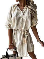 Women Summer Striped Print Mini Dresses V Neck20230526