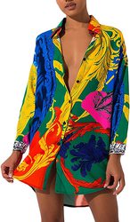 Women Casual Floral Button Down Shirt Loose  T Shirt20230526