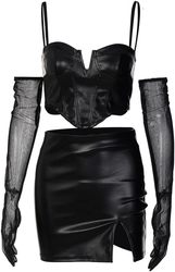 Women  Sleeveless Crop Top with Wrap Slit Mini Skirt230915