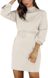 Shevog Sweater Dresses for Women High Neck Long Sleeve231016