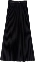 Womens Elegant Solid Bohemian Pleated Maxi Skirt231016