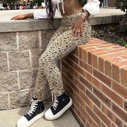 Leopard Trousers for Women Tassels High Waist Pants231028