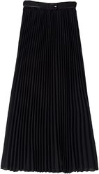 Womens Elegant Pleated Maxi Skirt High Elastic Waist231209